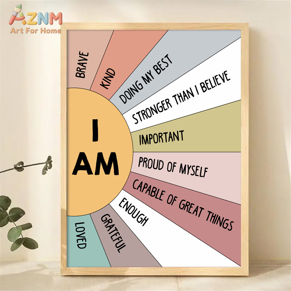 Kids Education Quote - โปสเตอร์ภาพพิมพ์บนผ้าใบลายคำคมสร้างแรงบันดาลใจหลากสีสันสไตล์โบโฮ สำหรับตกแต่งห้องเด็ก 1 ชิ้น