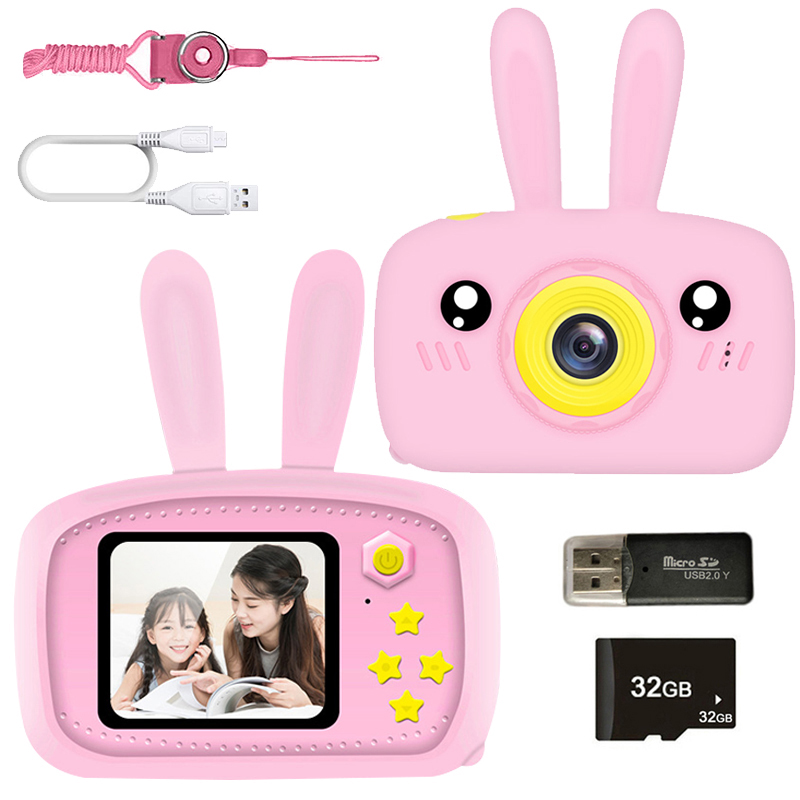 Kids Educational Videos - กล้องการ์ตูนขนาดเล็กหน้าจอ HD ขนาด2นิ้วใหม่ของเล่นเพื่อการศึกษาสำหรับเด็กกล้องวิดีโอดิจิตอลแบบพกพากล้อง SLR สำหรับเป็นของขวัญสำหรับเด็ก