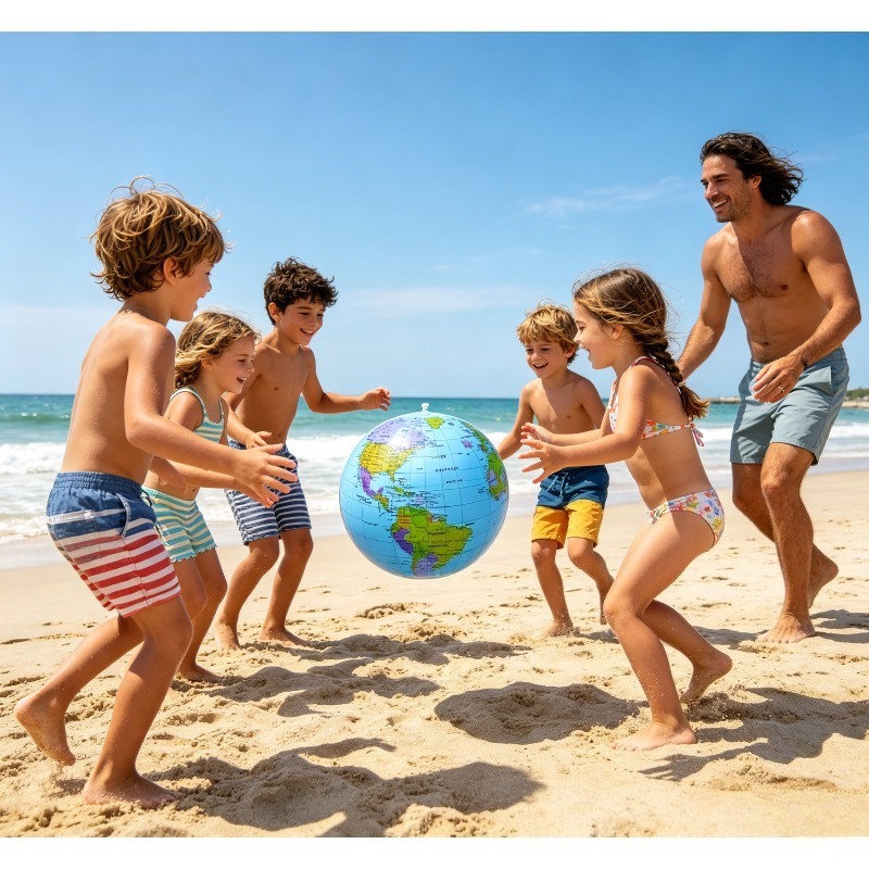Educational Globe For Kids - ลูกบอลชายหาดพองลมขนาด 16 นิ้ว 30 ซม. ของเล่นลูกโลกพร้อมแผนที่