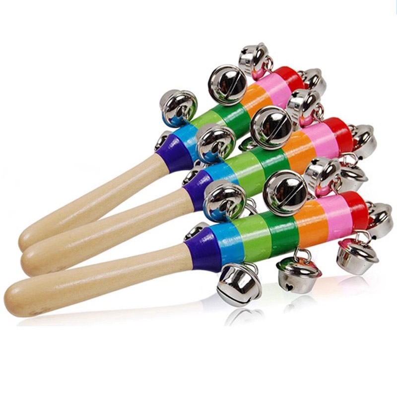 Kids Education Bell - 5PCS ไม้ Jingle Hand Bells Rainbow