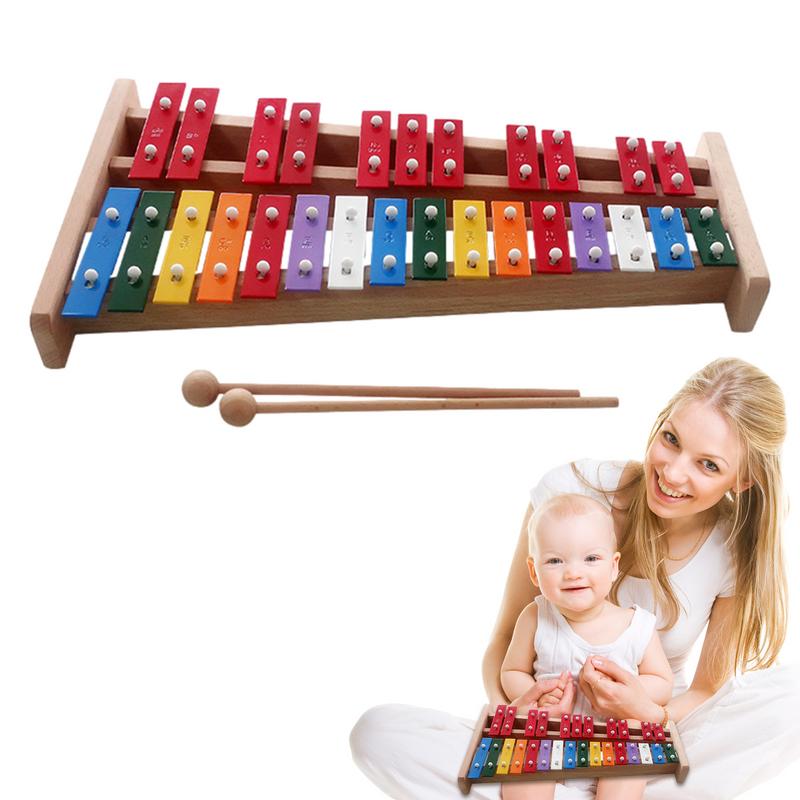 Kids Education Bell - 27 หมายเหตุระนาด Hand Bell สีสันกระทบของเล่นเพื่อการศึกษาเด็กเด็กดนตรีคริสต์มาสของขวัญเด็กเครื่องดนตรี