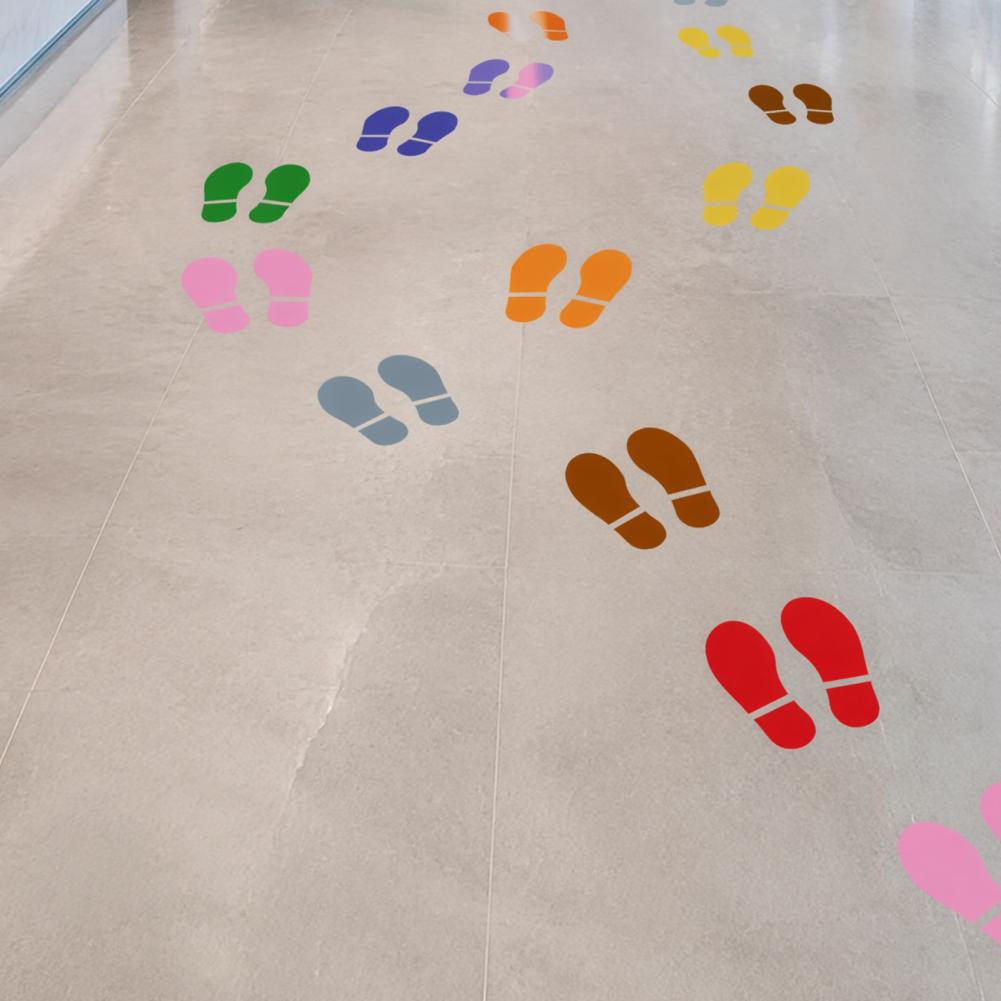 Kids Education Steps - สติกเกอร์พื้นสำหรับการศึกษาปฐมวัย 4 แผ่น 8 คู่ สติกเกอร์ลายรองเท้าเด็ก