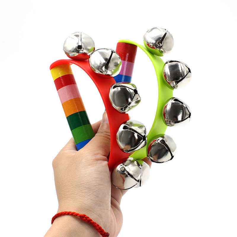 Kids Education Bell - กระดิ่งมือรูปสายรุ้ง ด้ามจับไม้ เครื่องดนตรีเคาะจังหวะ ของเล่นเขย่ามือ สำหรับผู้ใหญ่ เด็กชาย