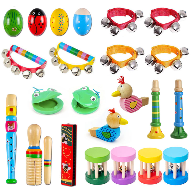 Kids Education Bell - เครื่องดนตรีไม้สำหรับเด็ก ริธึม มาราคัส คาสตาเน็ต ฟลุต จิงเกิลบลล์
