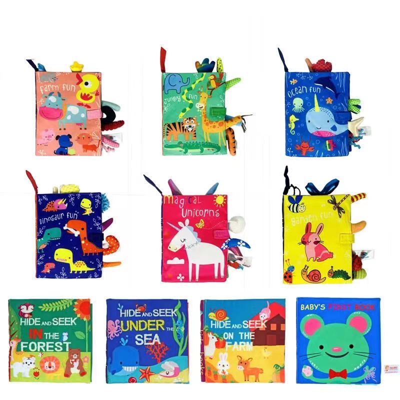 Kids Education Mobile - ของเล่นเขย่ามือสำหรับเด็ก 0-36 เดือน โมบาย ของเล่นผ้ารูปสัตว์ หนังสือผ้าสำหรับเด็กแรกเกิด