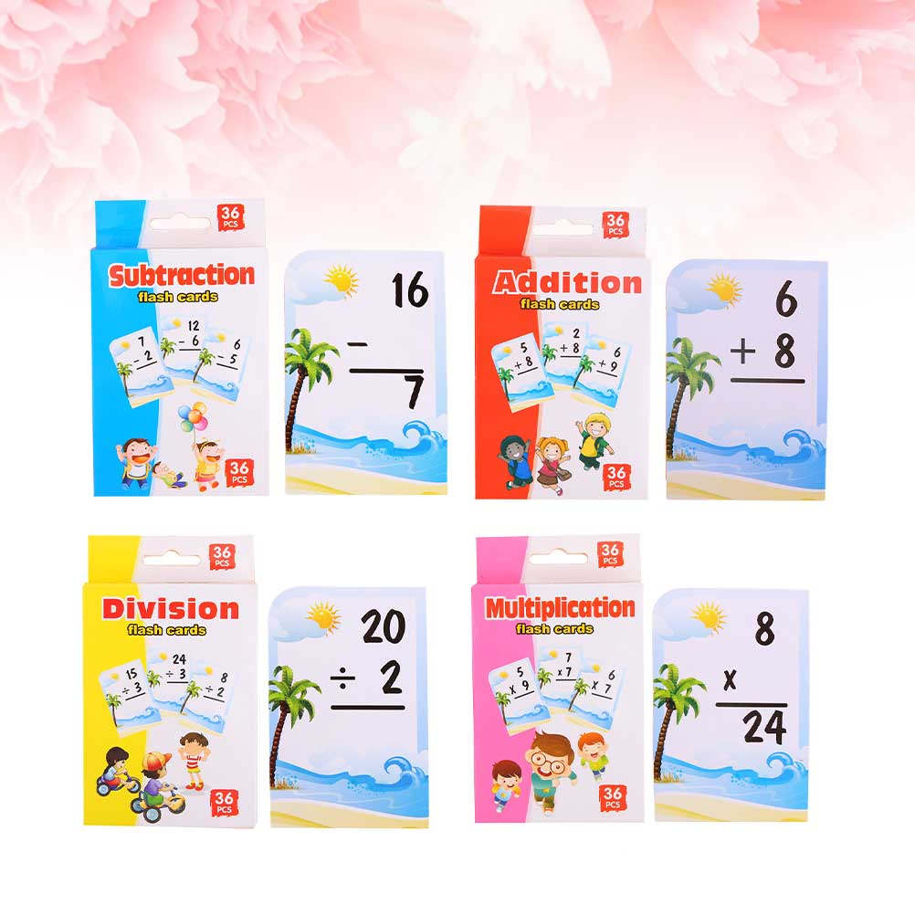 Kids Education Card - การ์ดเรียนคณิตศาสตร์สำหรับเด็ก 4 กล่อง เกมการศึกษาปฐมวัยสำหรับเด็กอนุบาล อุปกรณ์สำหรับเด็ก