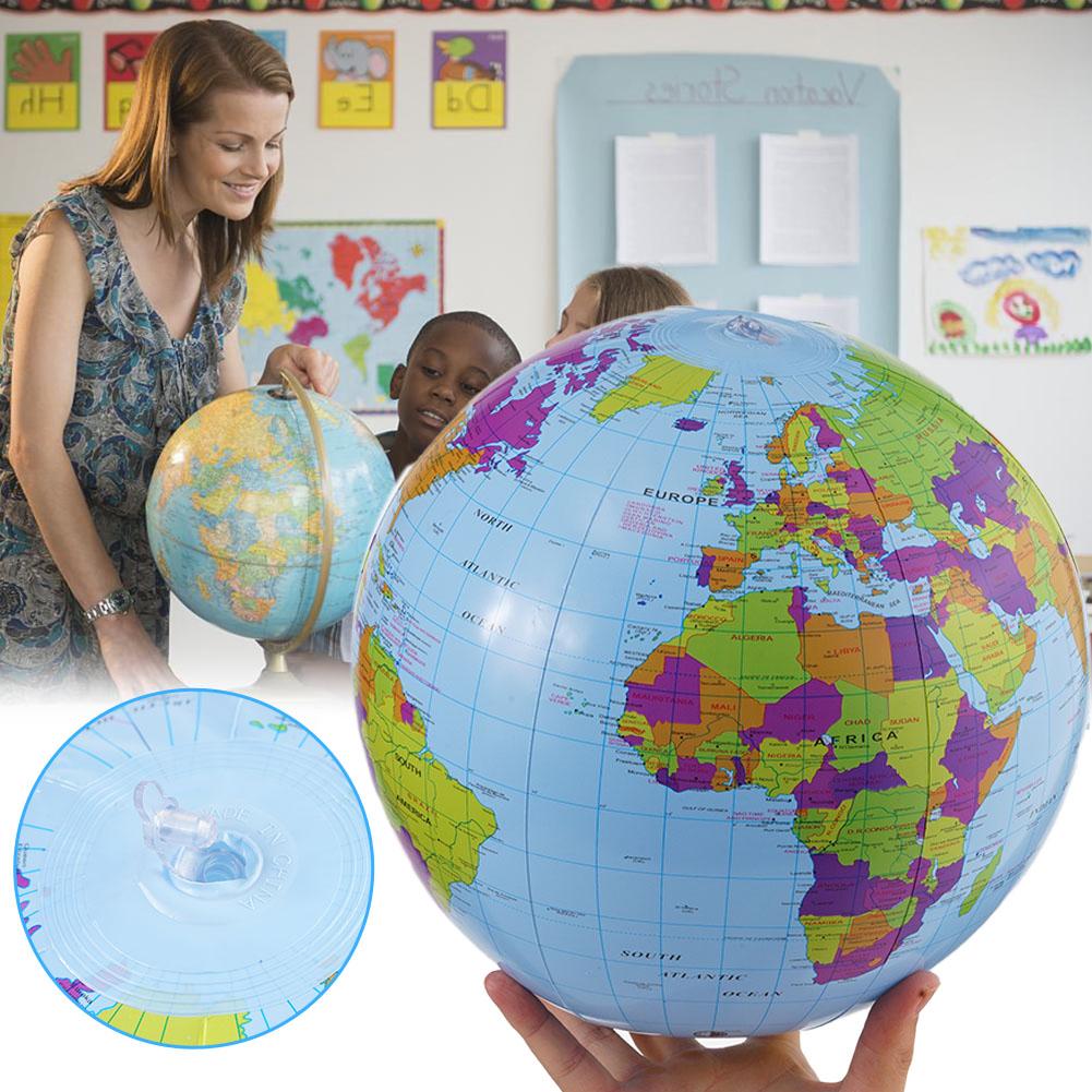 Educational Globe For Kids - ลูกบอลชายหาดเป่าลมขนาด 12/16 นิ้ว รูปทรงโลก ของเล่นเสริมการเรียนรู้ภูมิศาสตร์ สำหรับเด็กและผู้ใหญ่