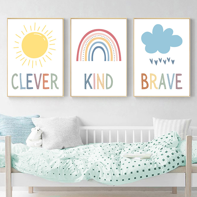 น่ารัก Sun Rainbow Cloud Canva - Kids Education Quote บทวิจารณ์และราคา