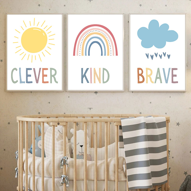 น่ารัก Sun Rainbow Cloud Canva - Kids Education Quote บทวิจารณ์และราคา