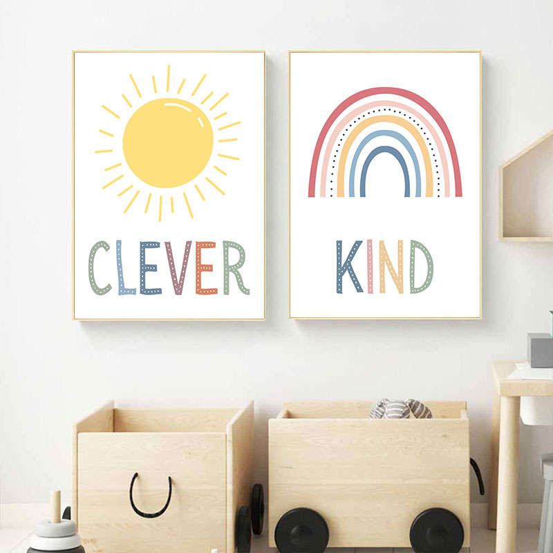 น่ารัก Sun Rainbow Cloud Canva - Kids Education Quote บทวิจารณ์และราคา