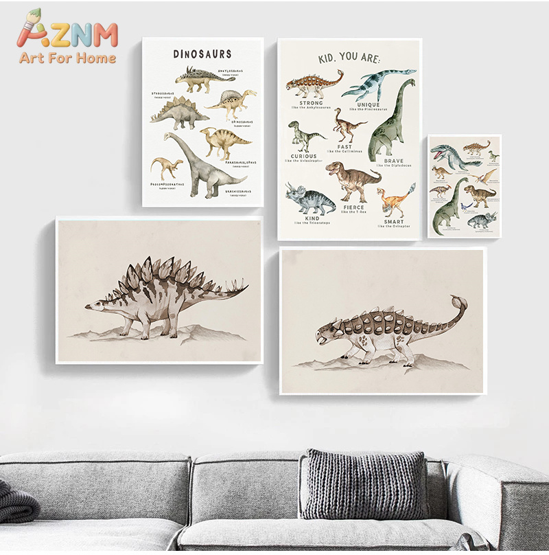 AZNM ศิลปะบนผืนผ้าใบลายไดโนเสา - Kids Education Quote บทวิจารณ์และราคา