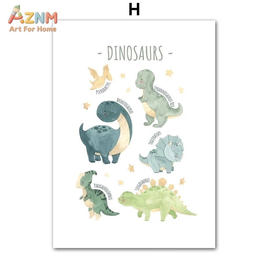 ภาพวาดสีน้ำไดโนเสาร์ ตัวอักษร  - Kids Education Quote บทวิจารณ์และราคา