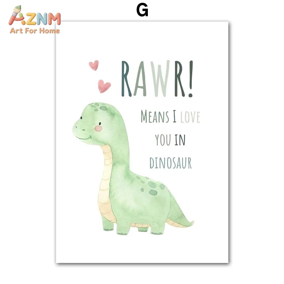 ภาพวาดสีน้ำไดโนเสาร์ ตัวอักษร  - Kids Education Quote บทวิจารณ์และราคา